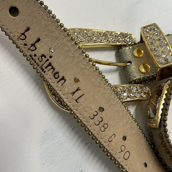 B.B.Simon Swarovski Crystal Gold Western Cowboy Belt - XL - Picture 15 of 16